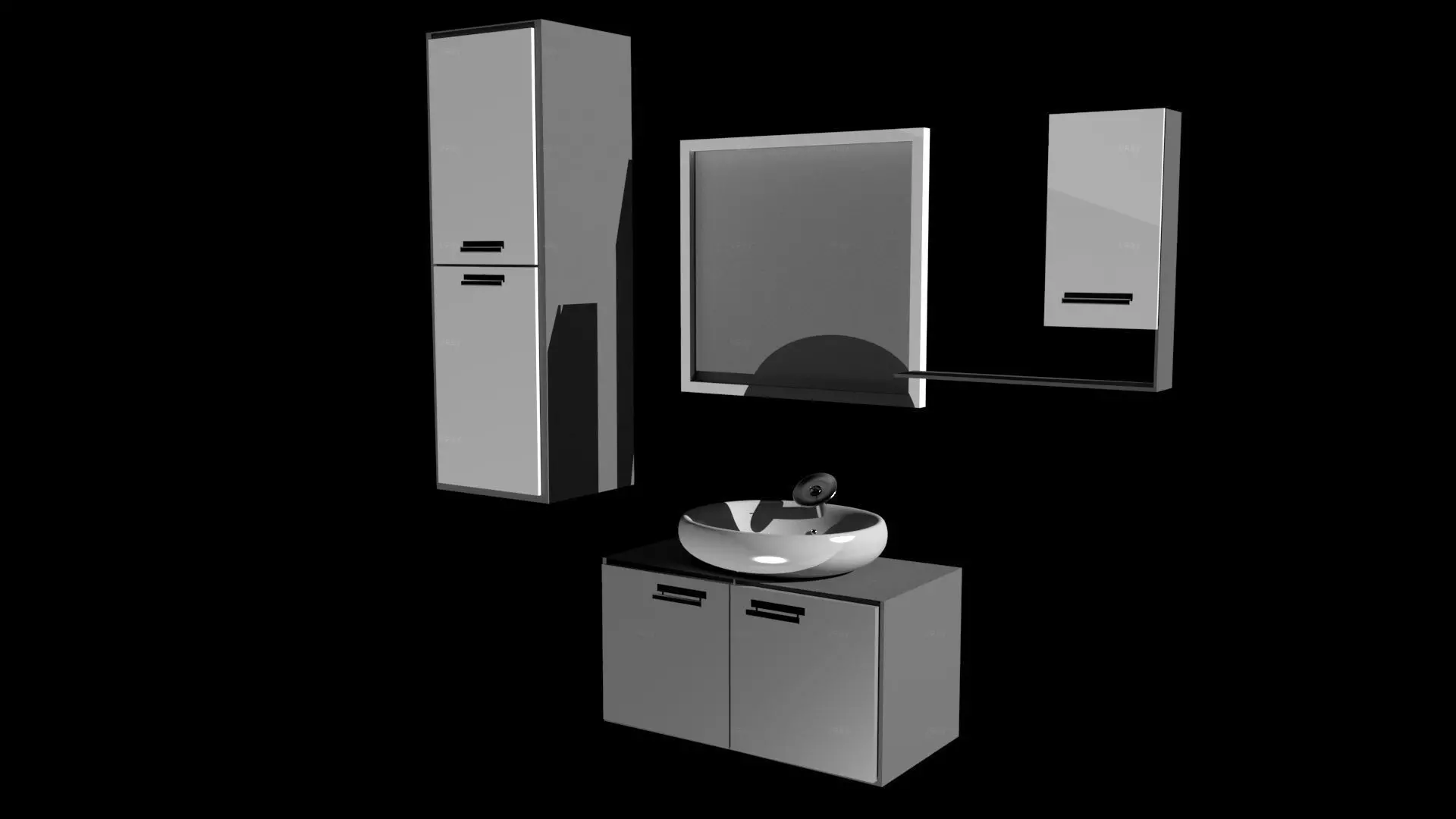 High Poly Washbasin Cabinet  3D model_0