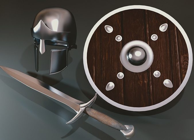 Pack for a warrior spartan viring set Low-poly 3D model