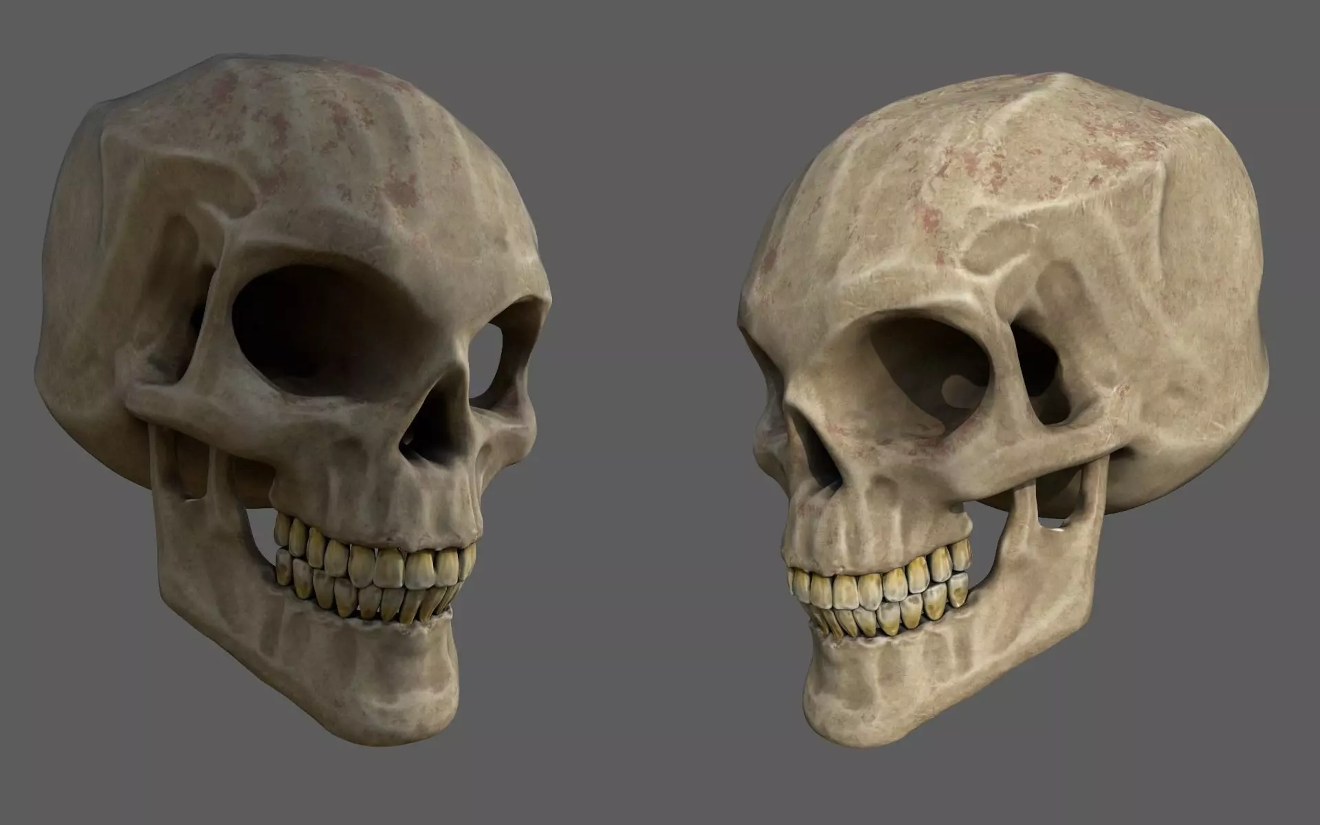 Stylized human skull  Low-poly 3D model_0