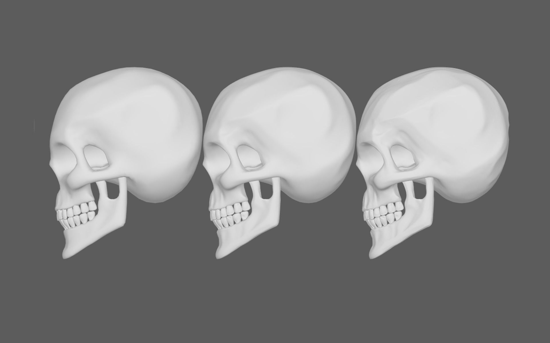 Stylized human skull  Low-poly 3D model_5
