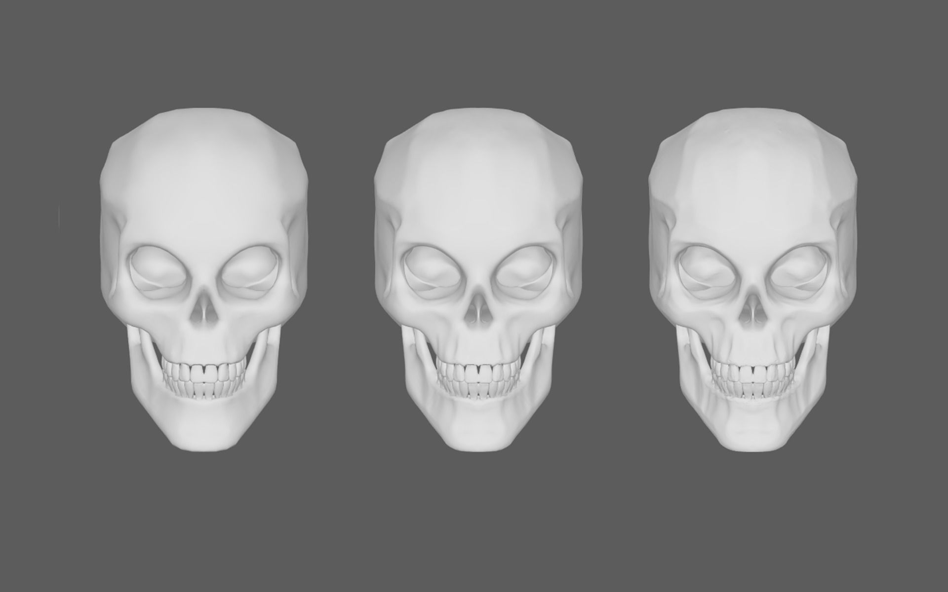Stylized human skull  Low-poly 3D model_3