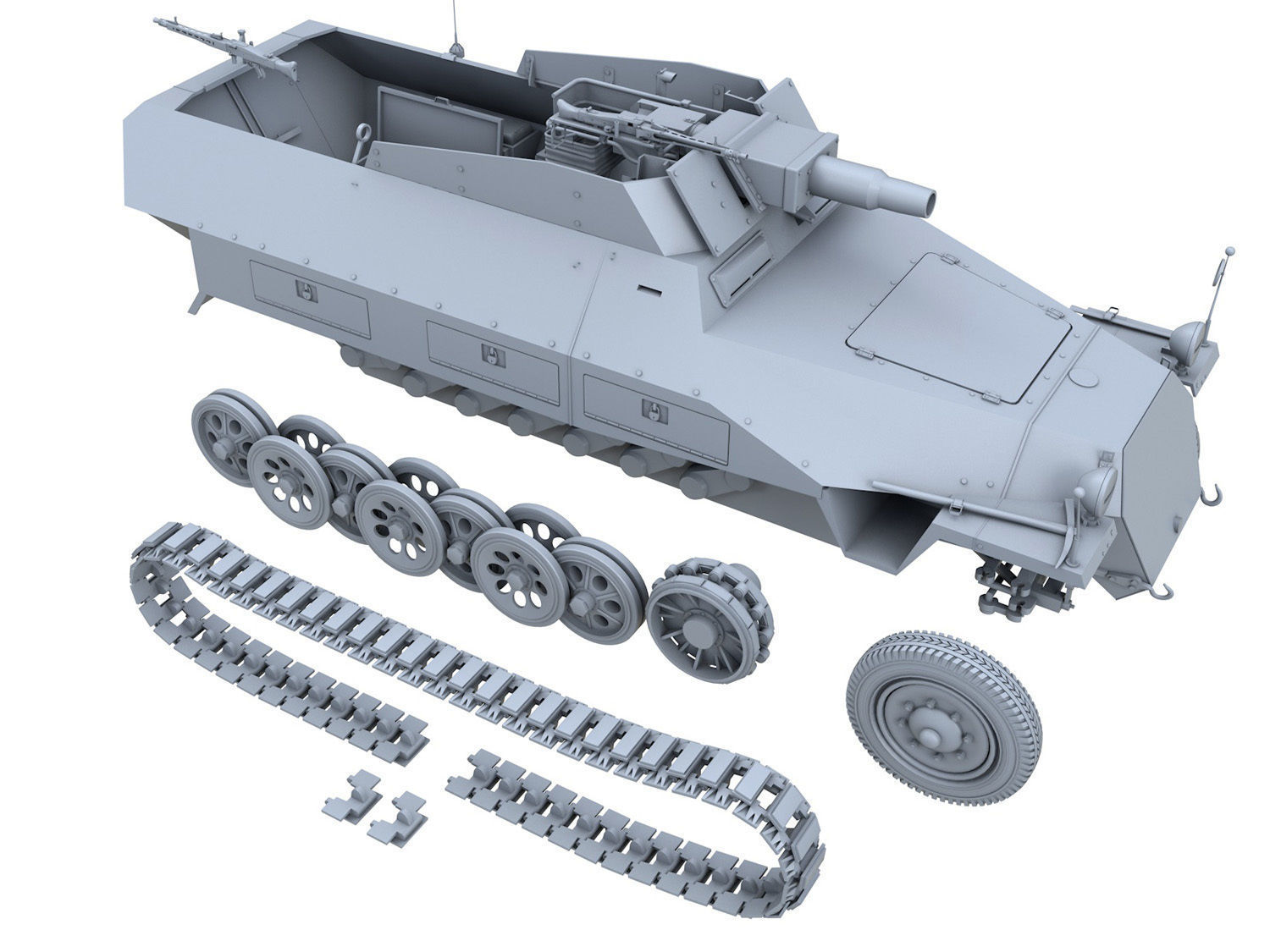 SDKFZ 251 - Ausf D - Kanonenwagen Stummel 3D model_11