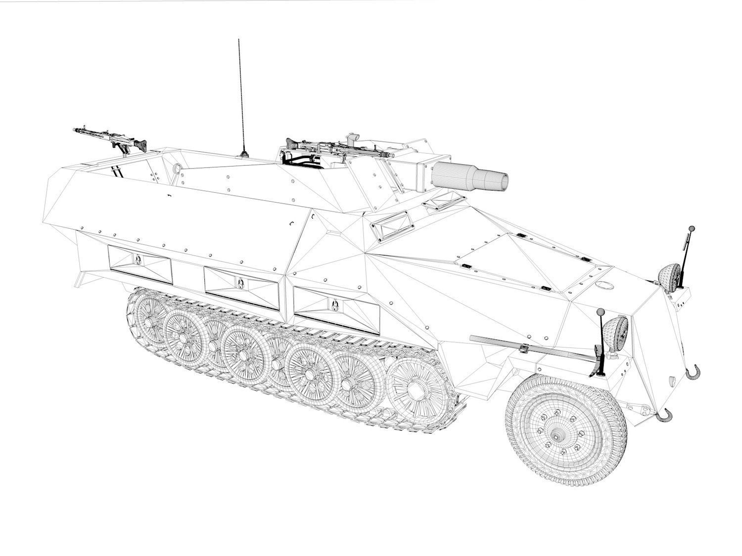 SDKFZ 251 - Ausf D - Kanonenwagen Stummel 3D model_14