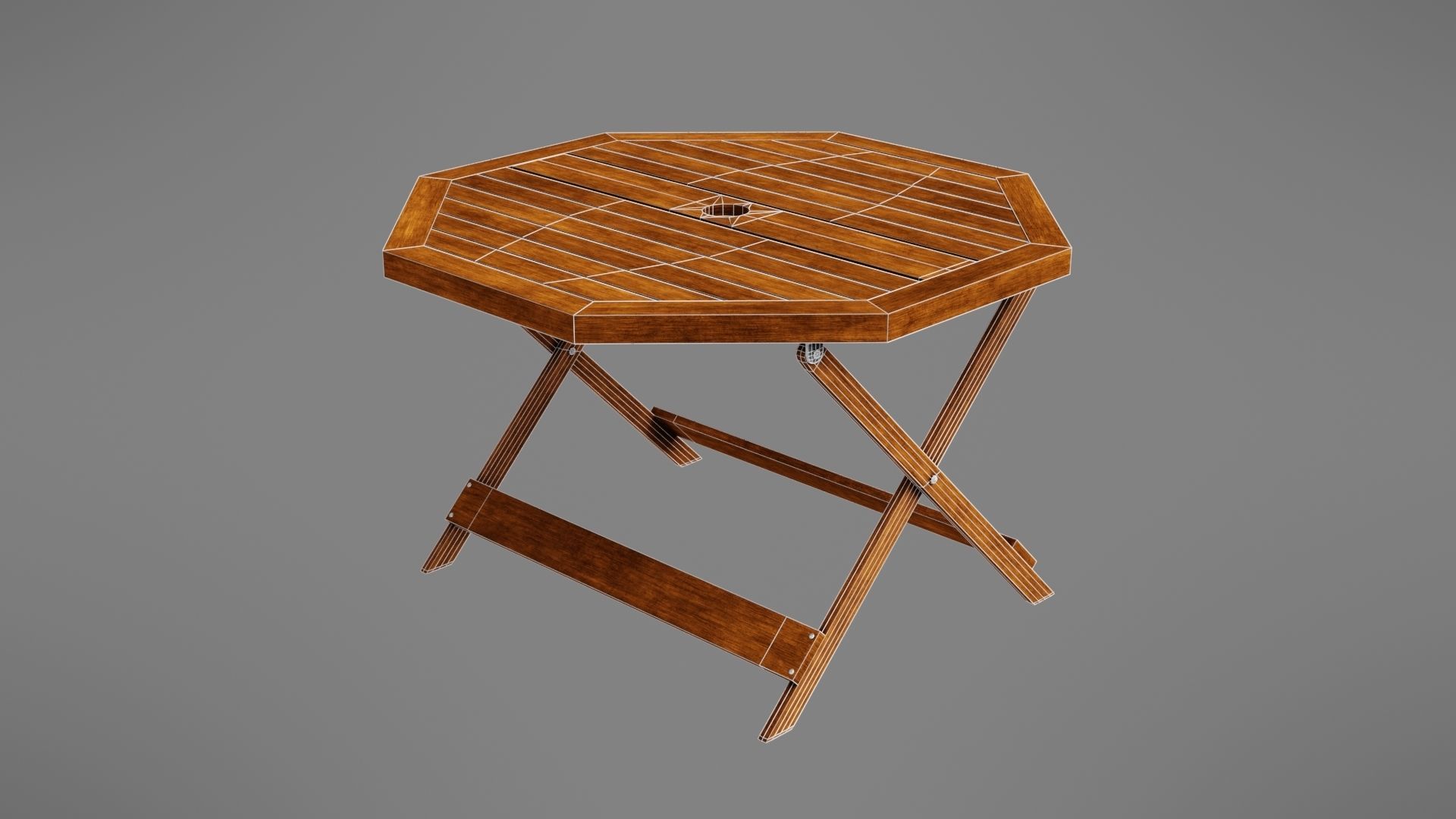 Wooden table Low-poly 3D model_42