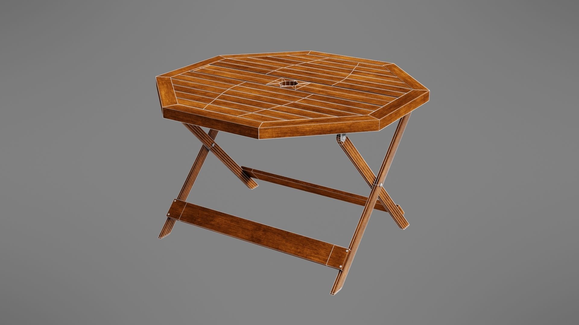 Wooden table Low-poly 3D model_34