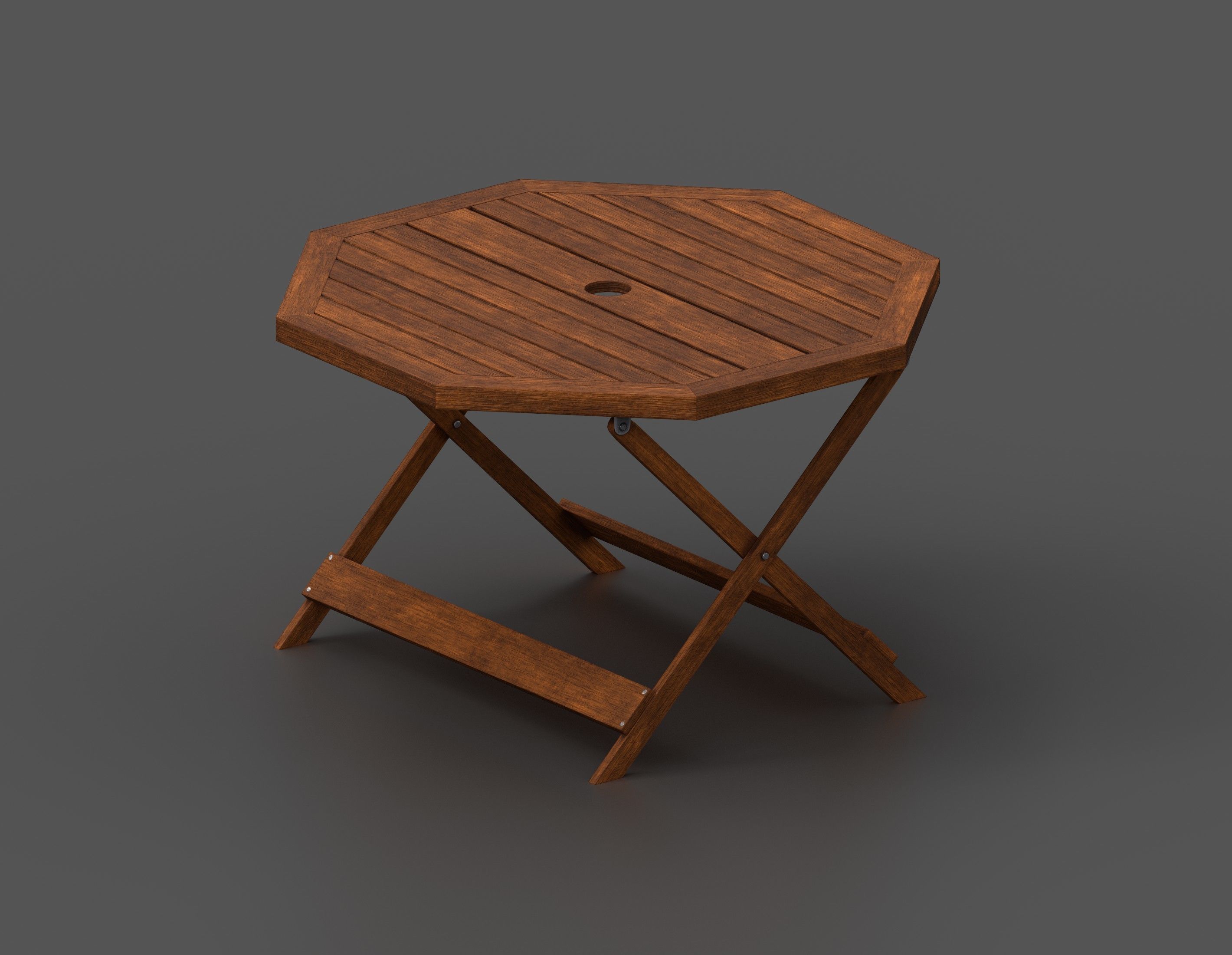 Wooden table Low-poly 3D model_2