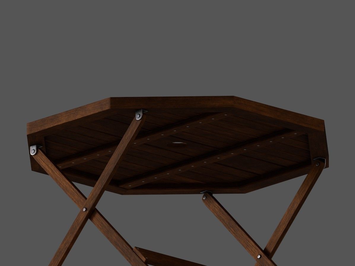 Wooden table Low-poly 3D model_3
