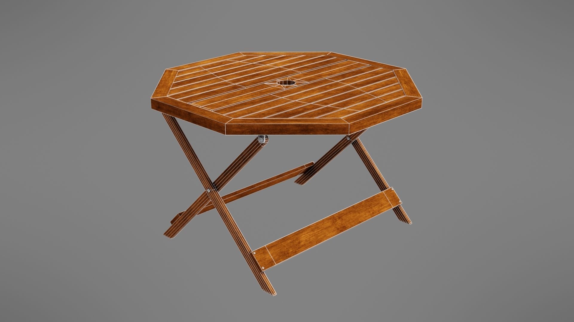 Wooden table Low-poly 3D model_37