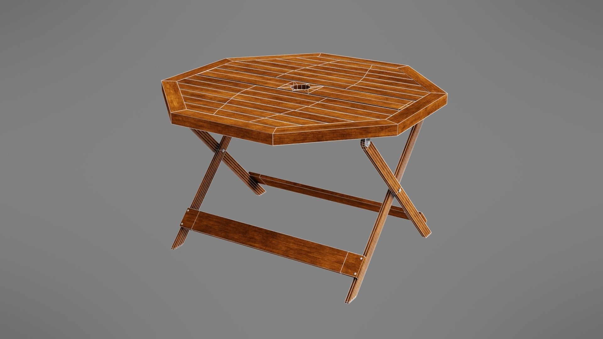 Wooden table Low-poly 3D model_25