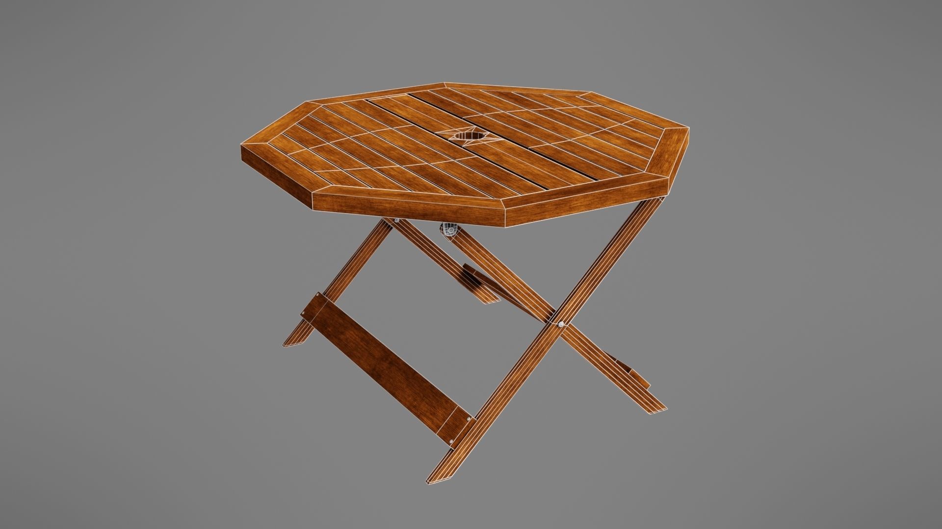 Wooden table Low-poly 3D model_33