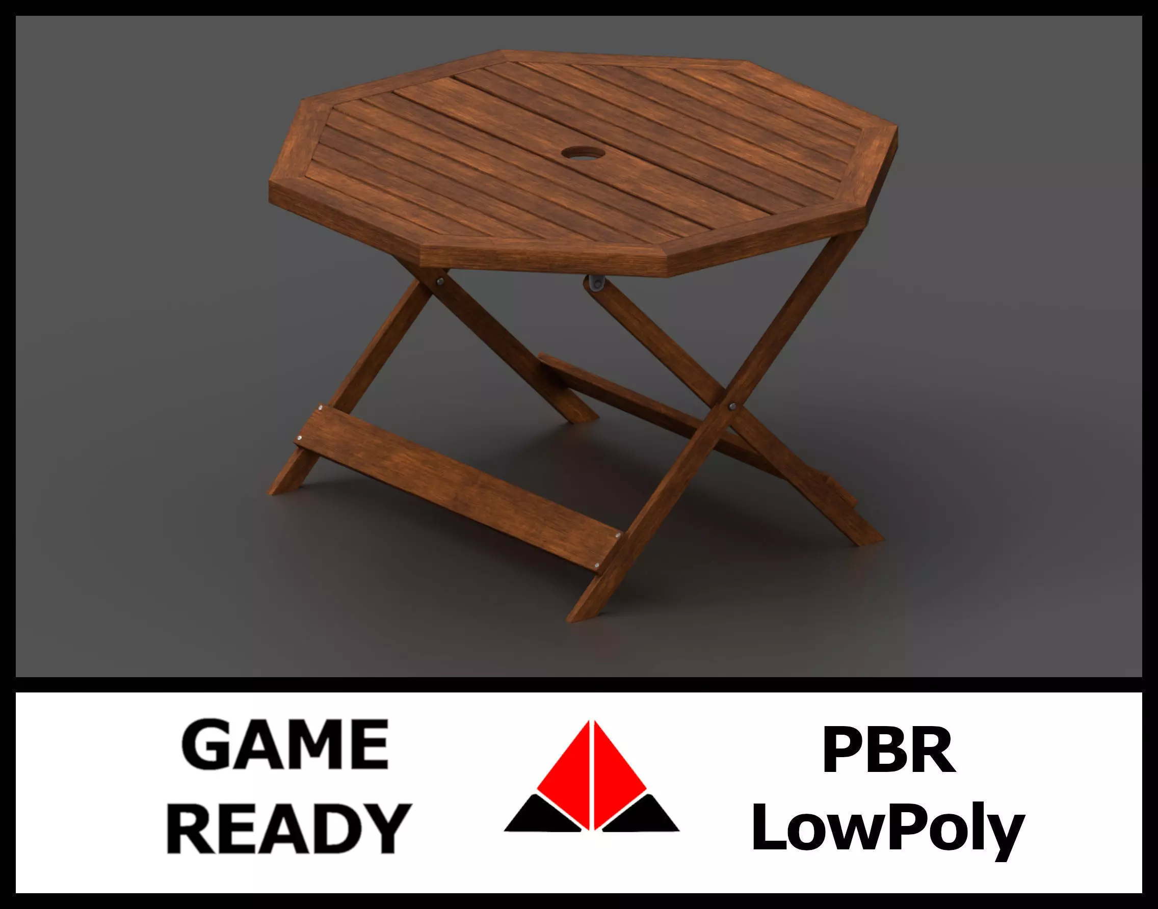 Wooden table Low-poly 3D model_0