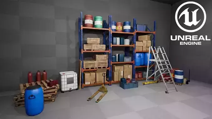 UE4 - Modular Warehouse Props Pack Low-poly 3D model
