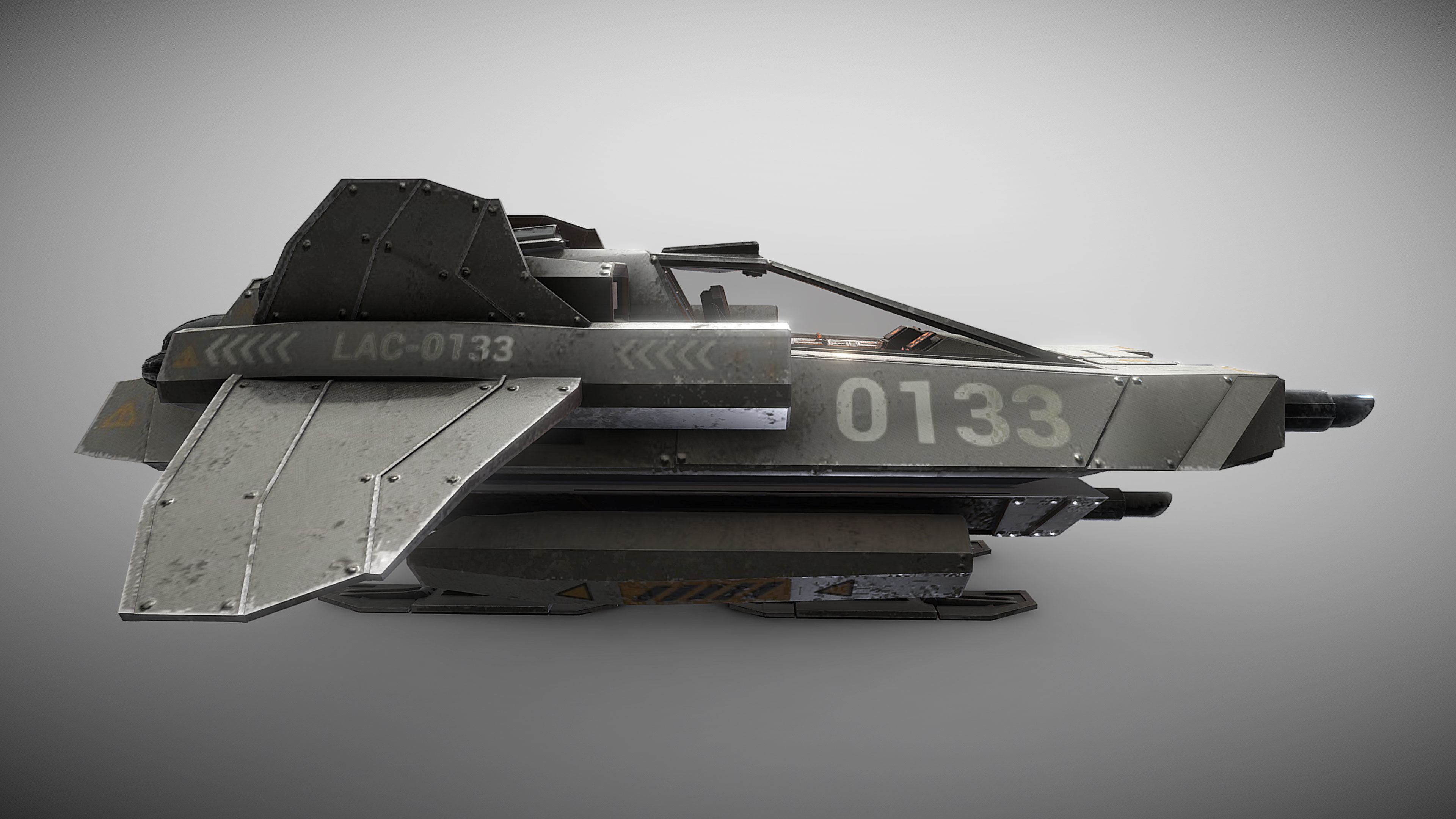 Light Assault Craft Fighter and Cockpit Low-poly 3D model_10
