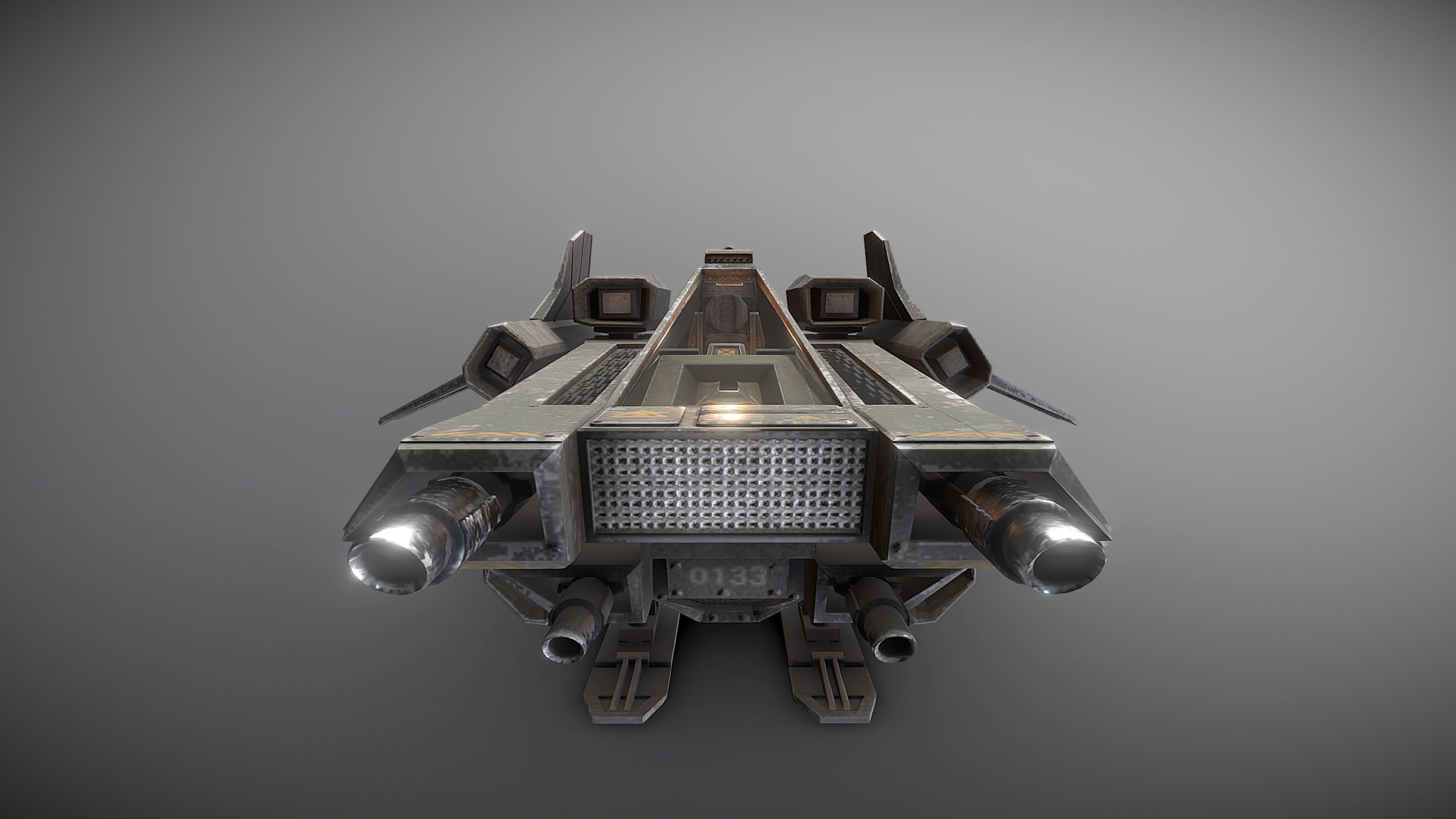 Light Assault Craft Fighter and Cockpit Low-poly 3D model_14