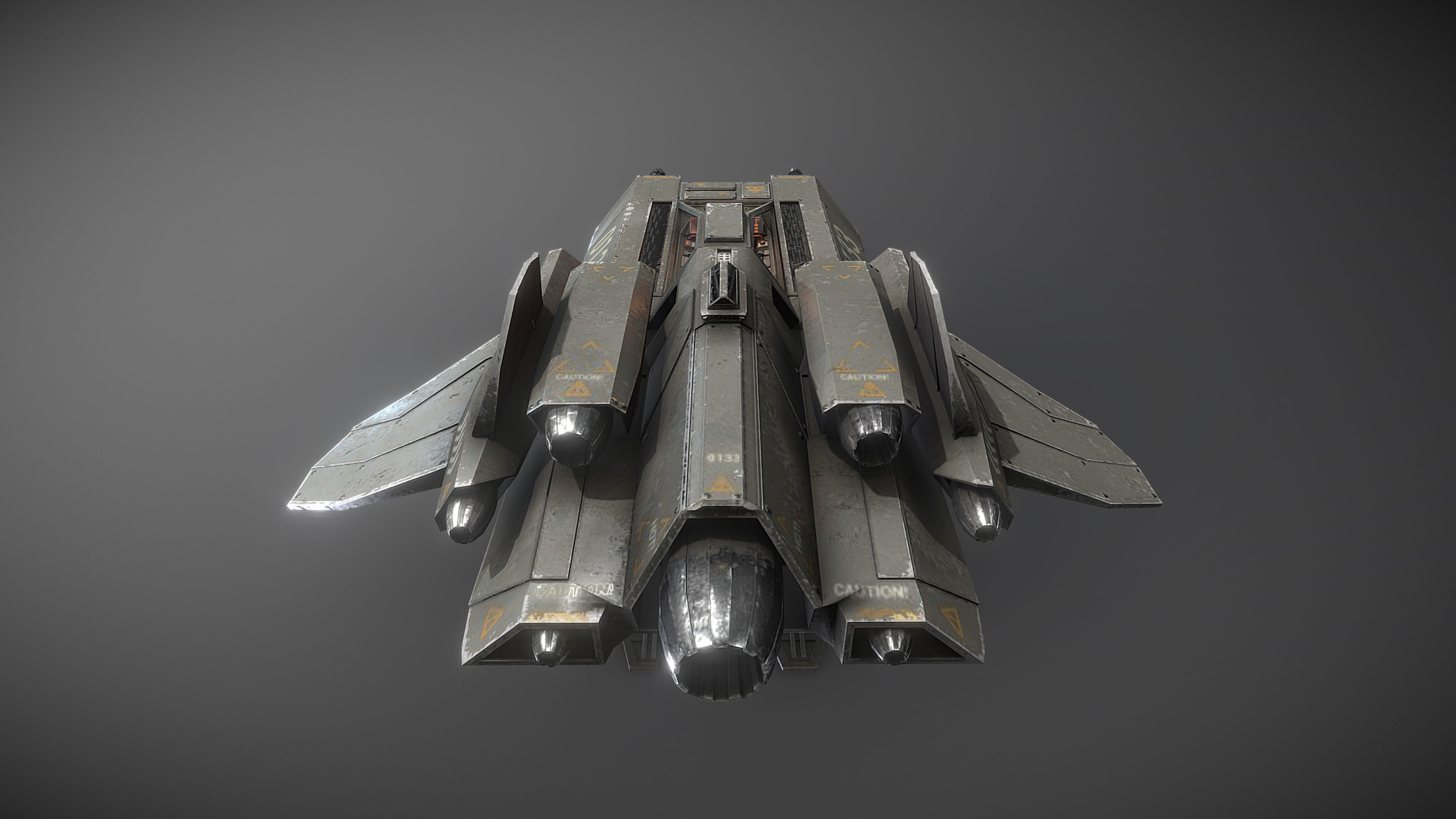Light Assault Craft Fighter and Cockpit Low-poly 3D model_15