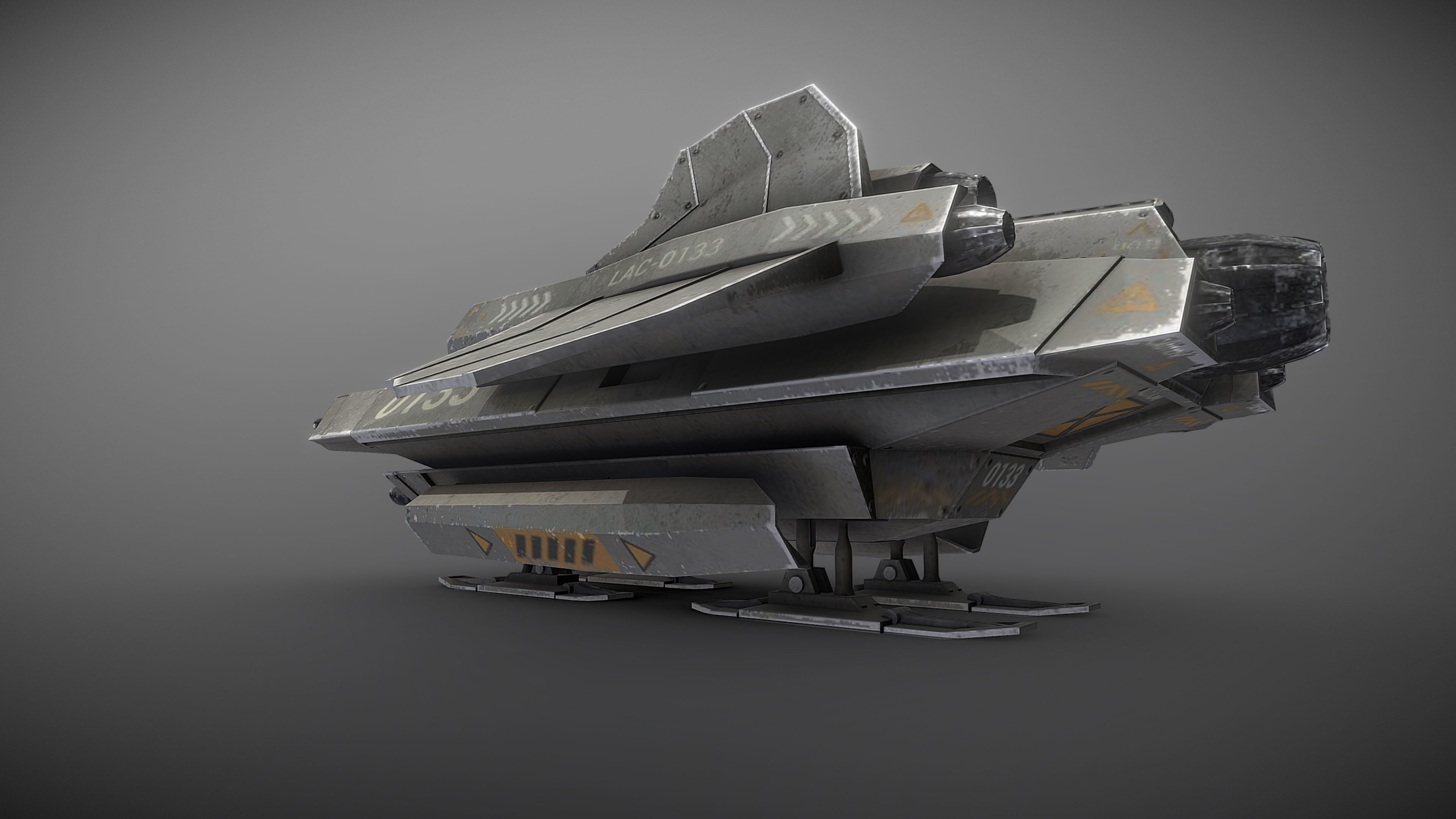 Light Assault Craft Fighter and Cockpit Low-poly 3D model_13