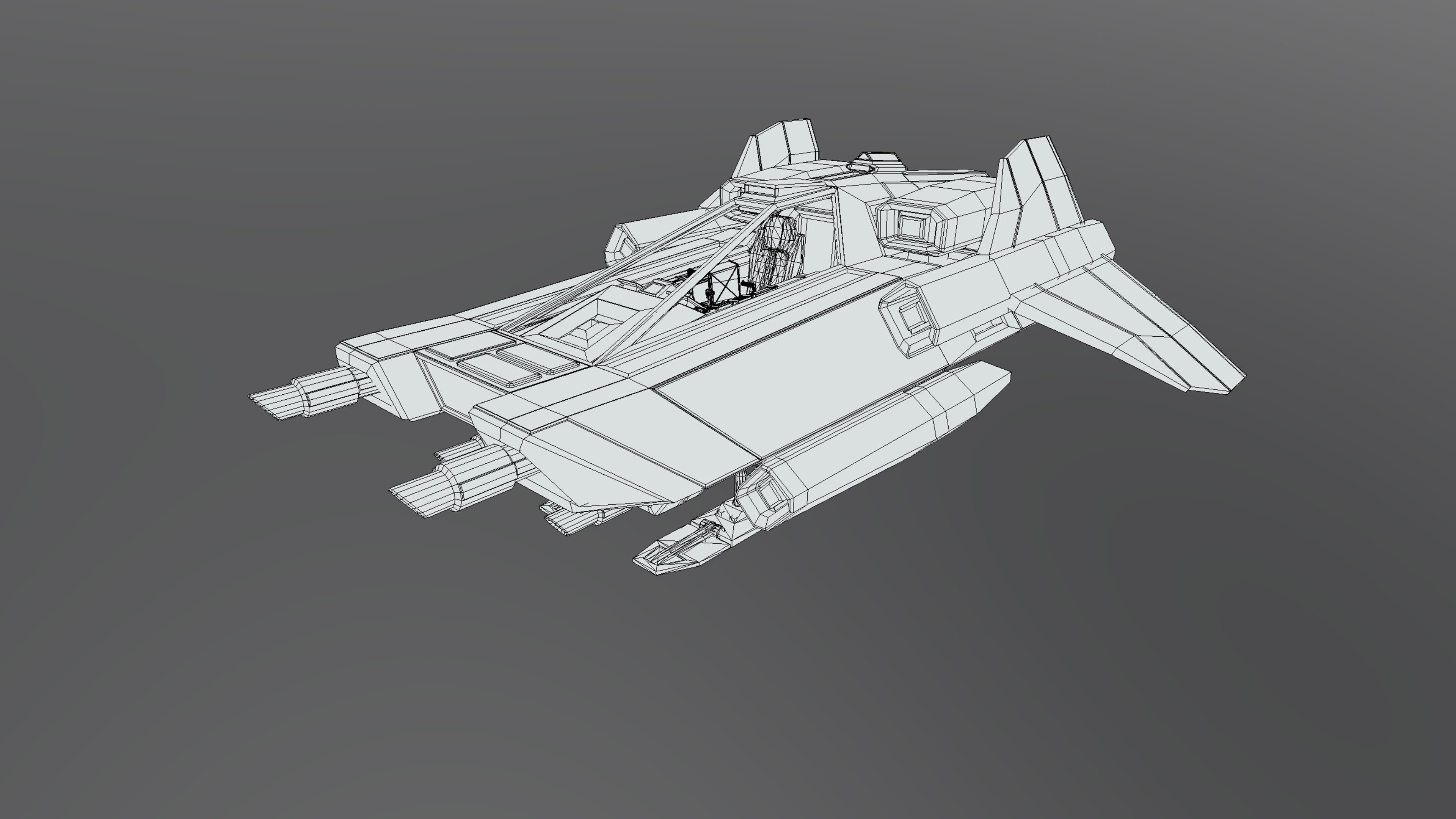 Light Assault Craft Fighter and Cockpit Low-poly 3D model_5