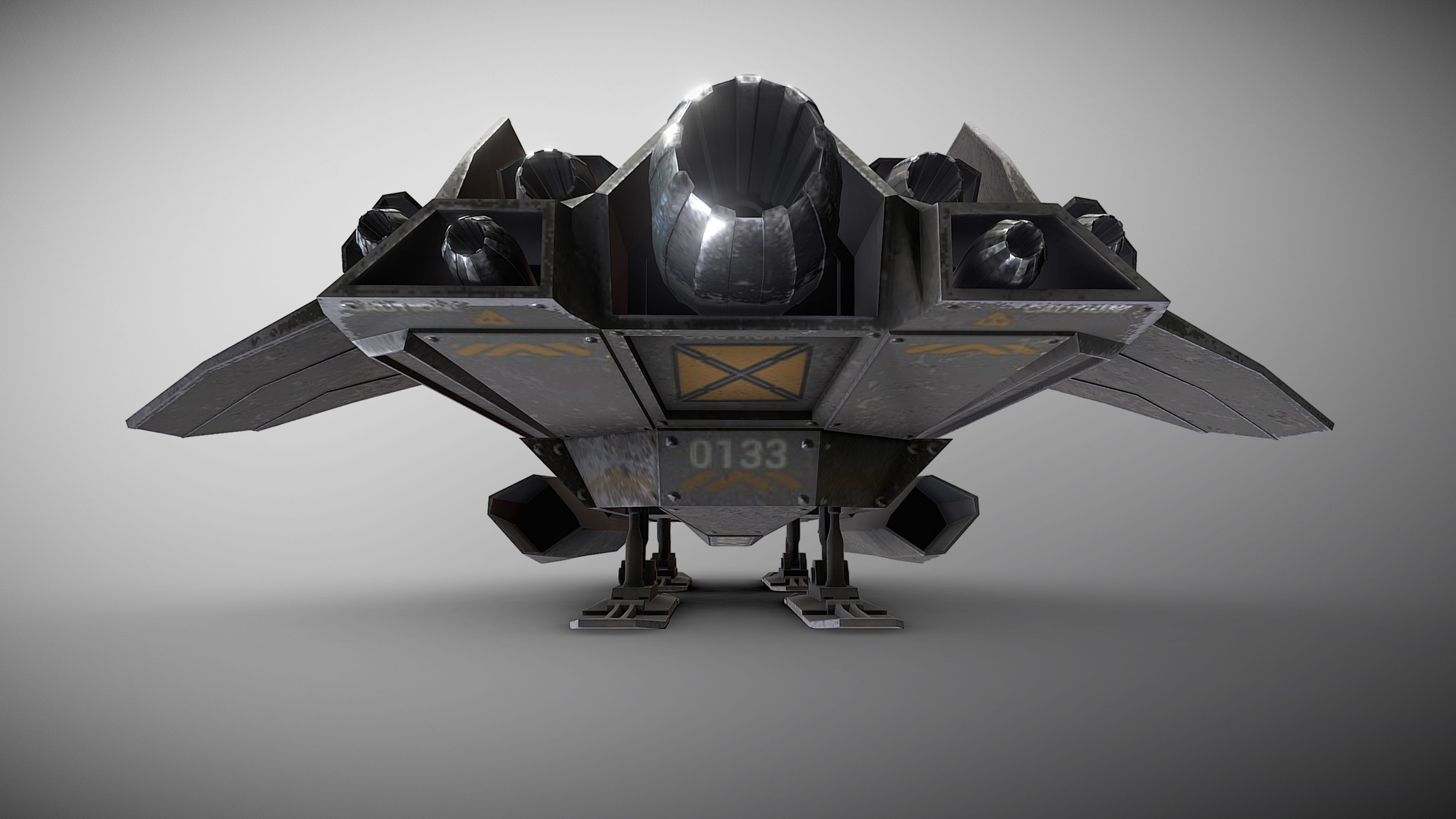 Light Assault Craft Fighter and Cockpit Low-poly 3D model_12