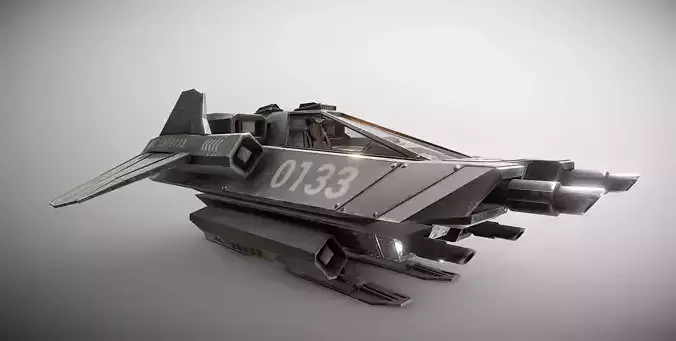 Light Assault Craft Fighter and Cockpit Low-poly 3D model