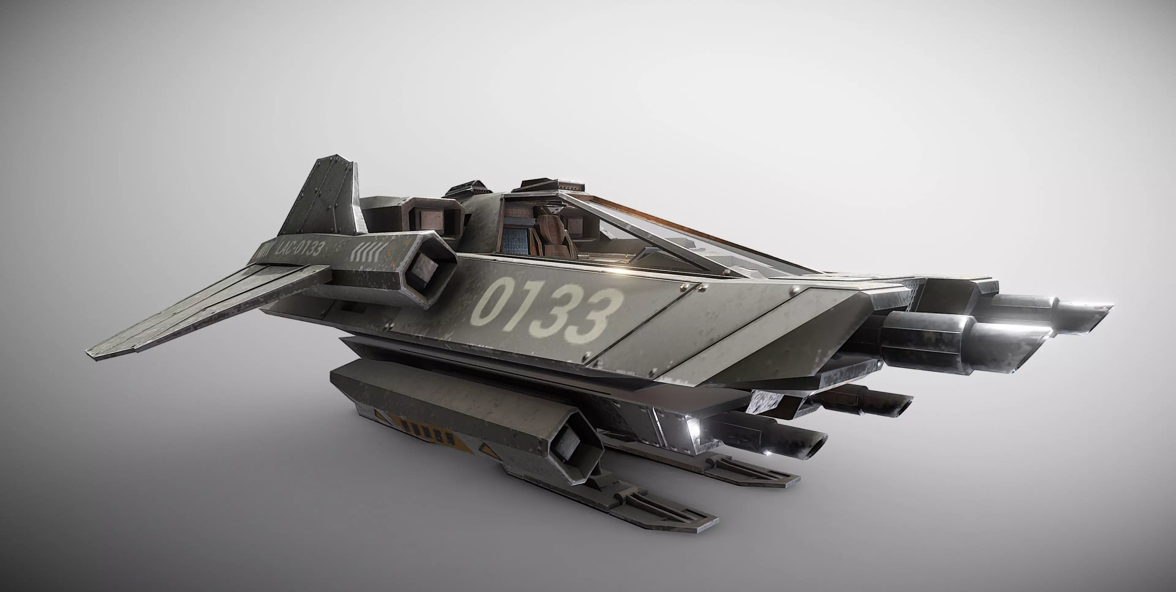 Light Assault Craft Fighter and Cockpit Low-poly 3D model_0