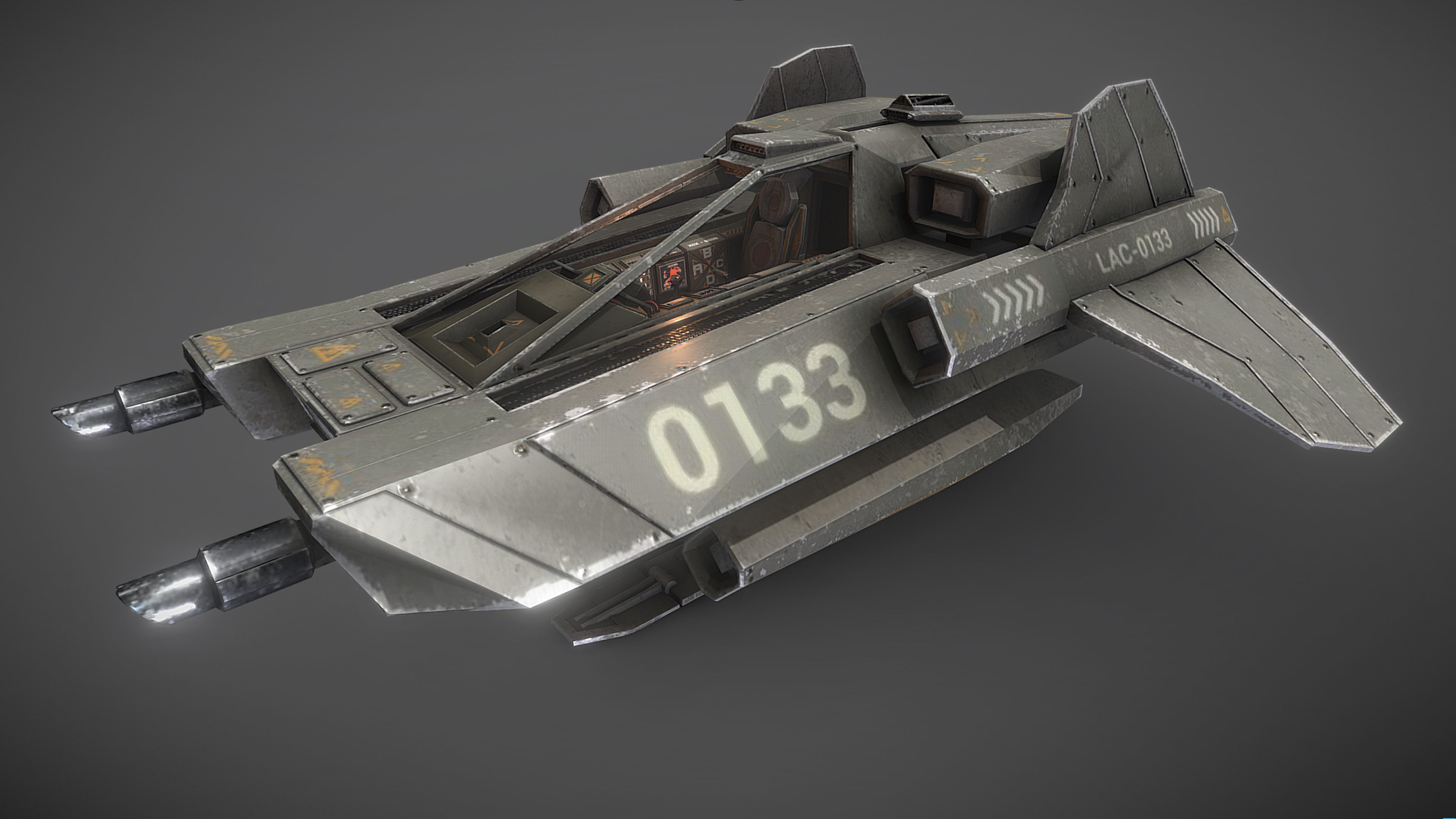 Light Assault Craft Fighter and Cockpit Low-poly 3D model_7