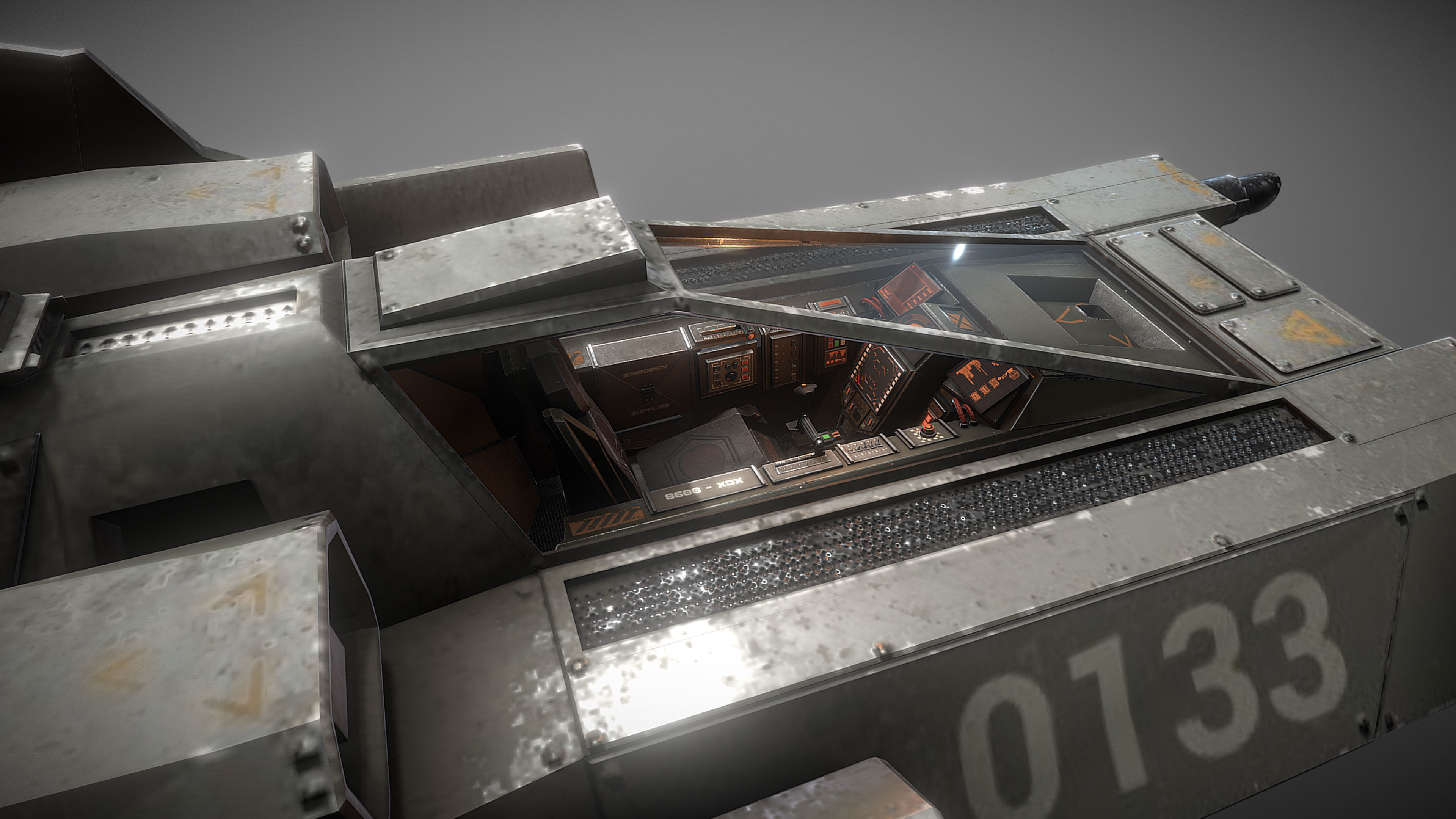 Light Assault Craft Fighter and Cockpit Low-poly 3D model_8