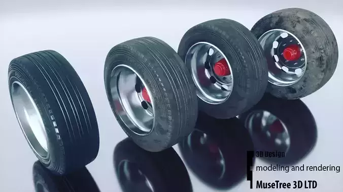 Tire and Rim Low-poly 3D model