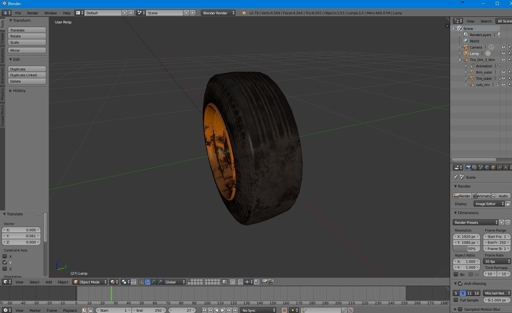 Tire and Rim Low-poly 3D model_16