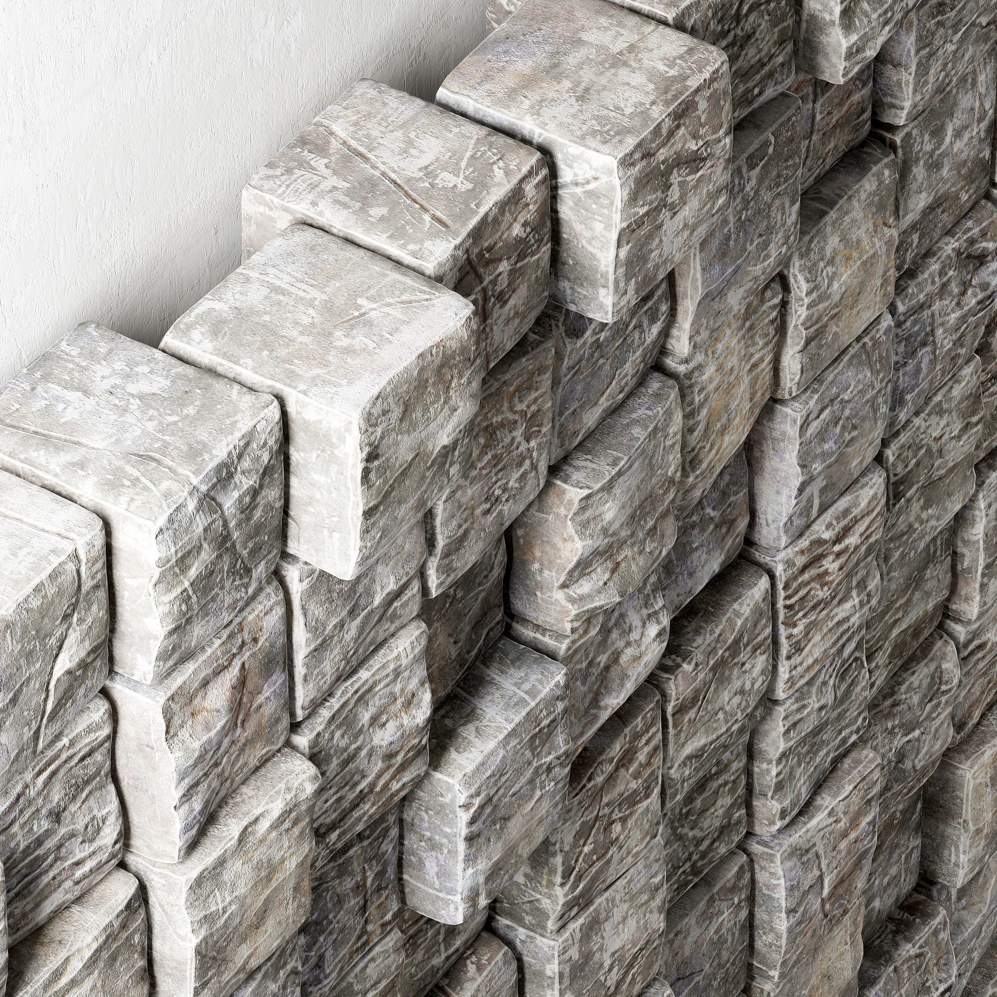 Stone cube panel n3 3D model_7