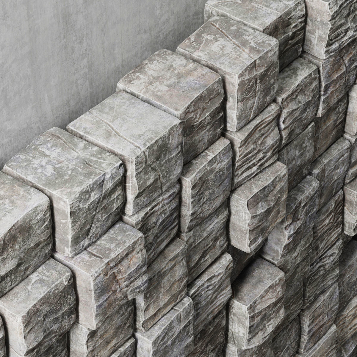 Stone cube panel n3 3D model_4