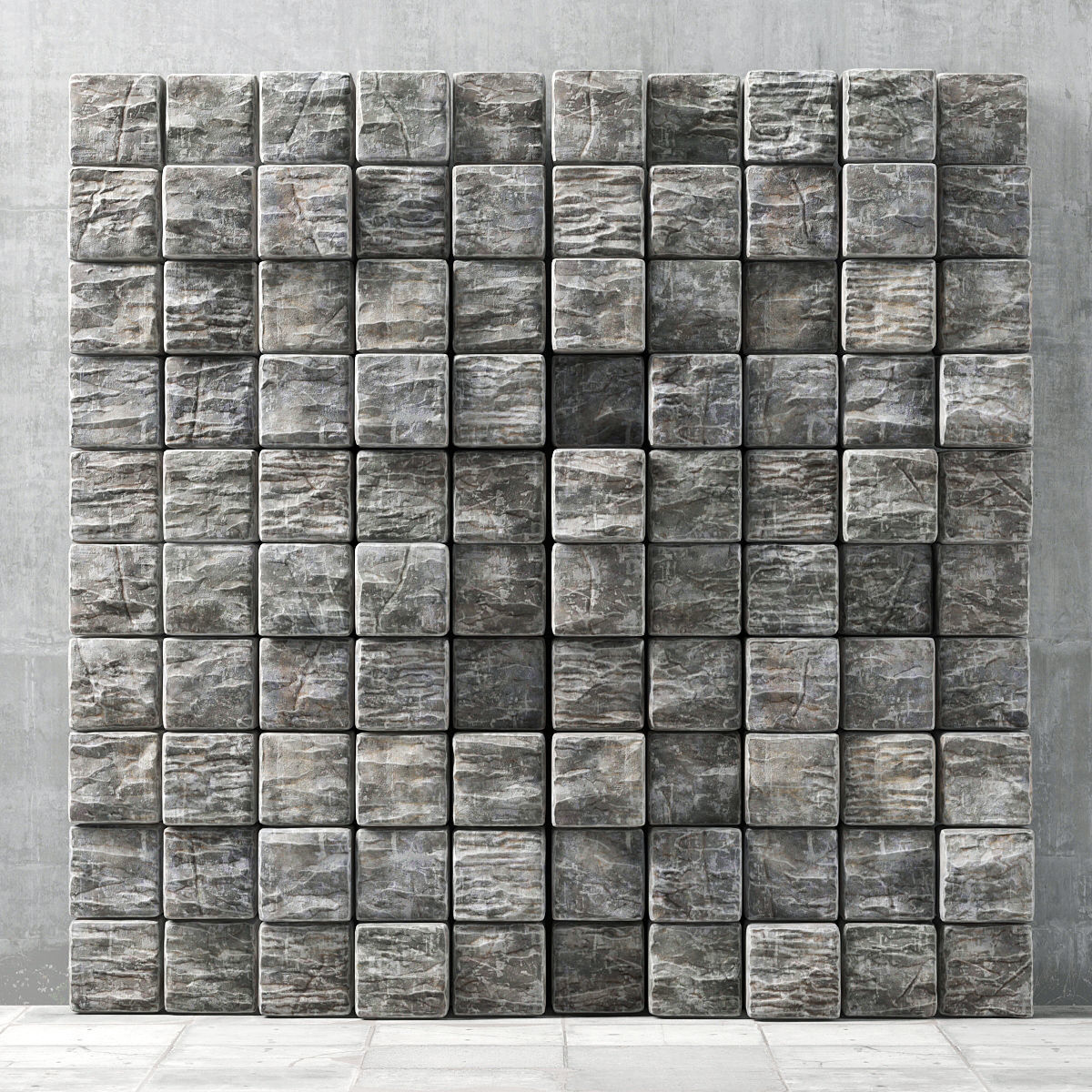 Stone cube panel n3 3D model_1