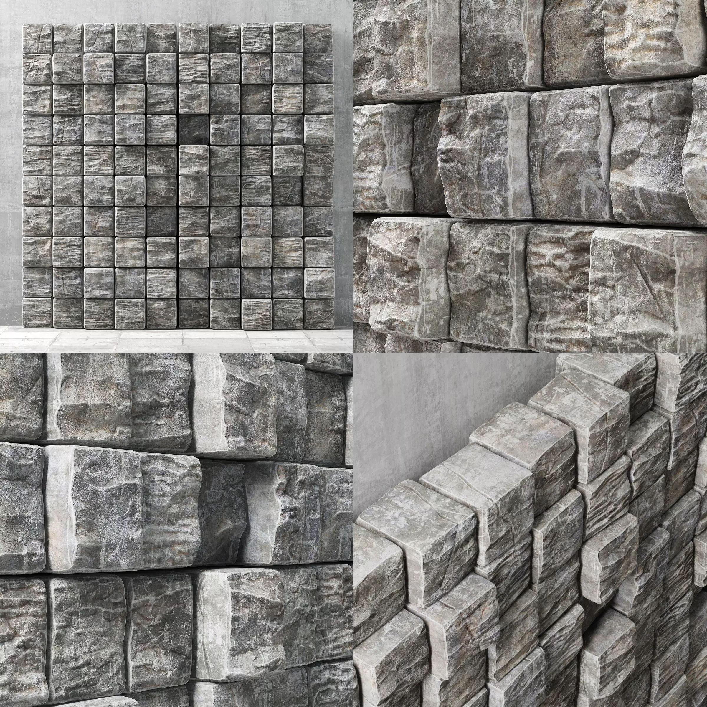 Stone cube panel n3 3D model_0