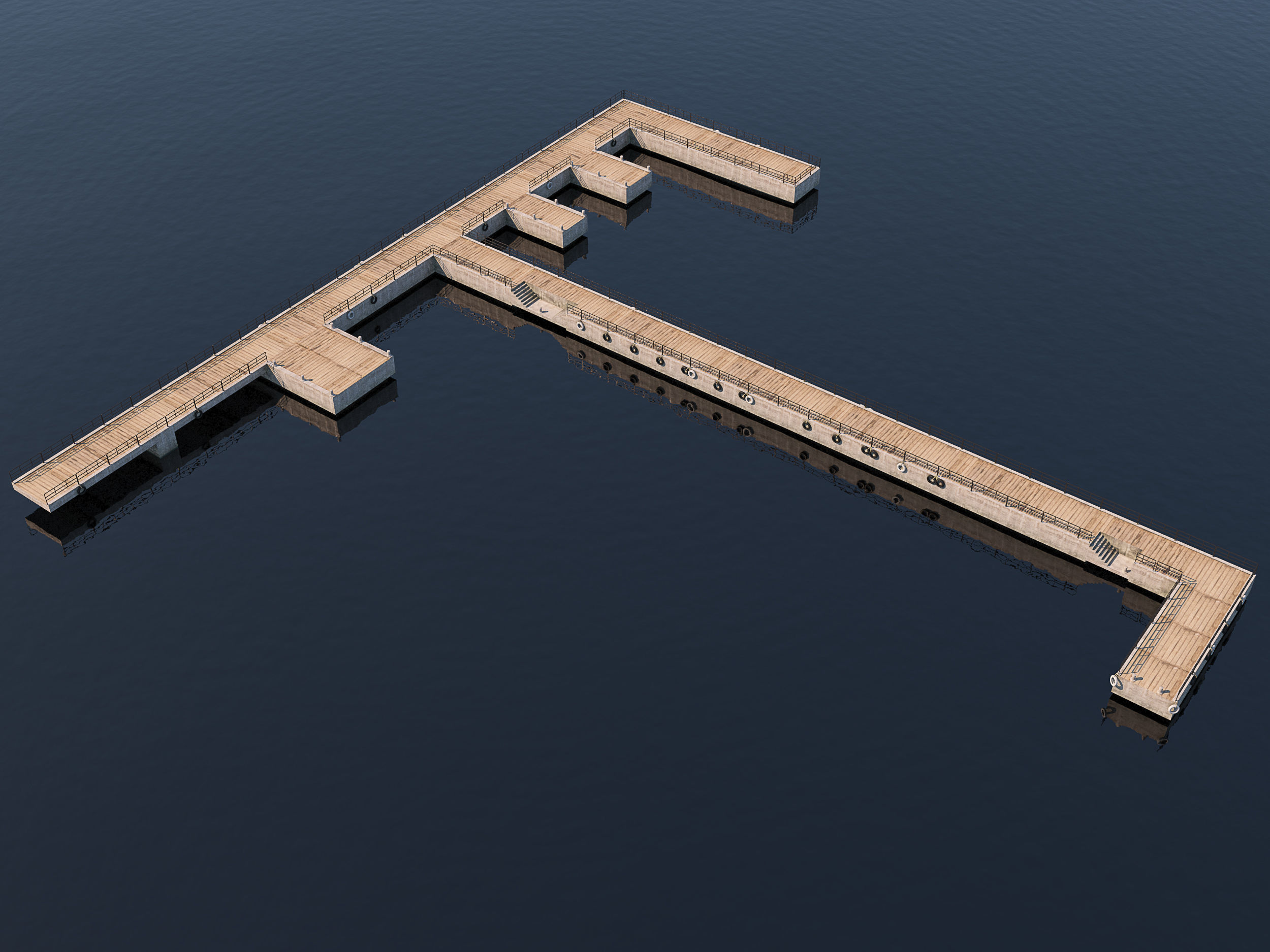 Marina for boats 3D model_1