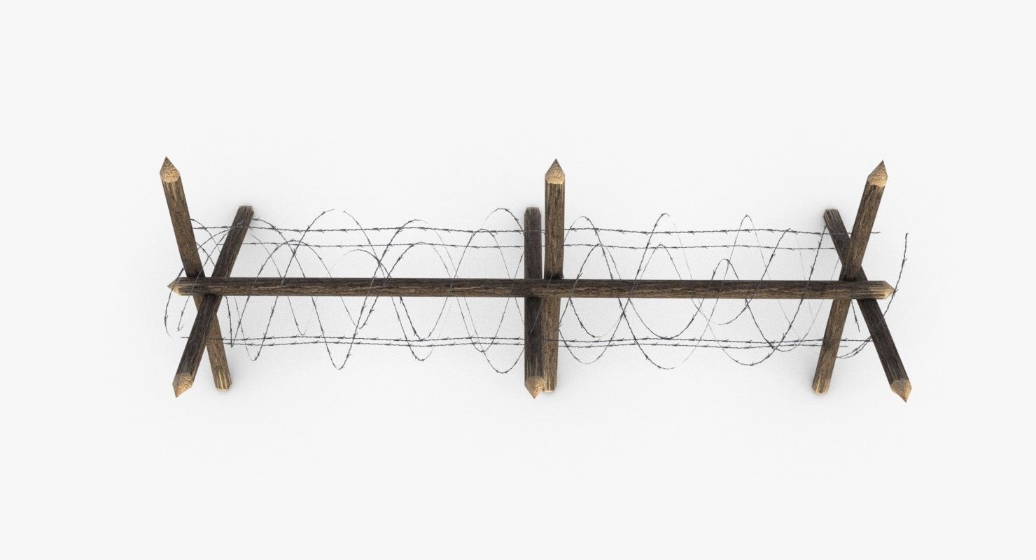 Barbed wire fence WWII Low-poly 3D model_5