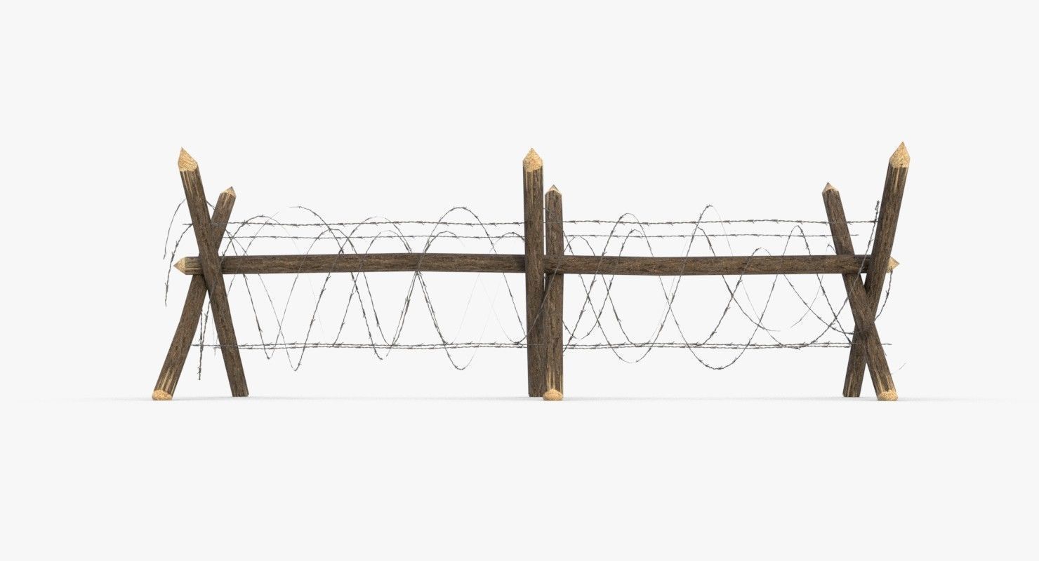 Barbed wire fence WWII Low-poly 3D model_4