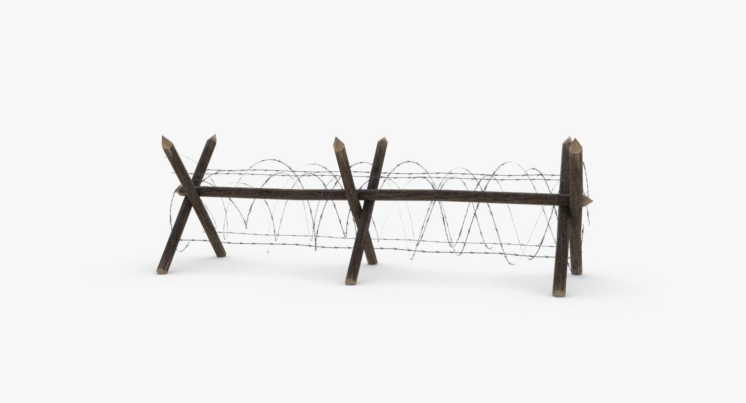 Barbed wire fence WWII Low-poly 3D model_2