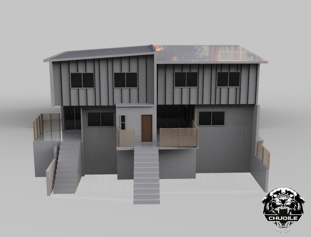 Modern Building Low-poly 3D model_1