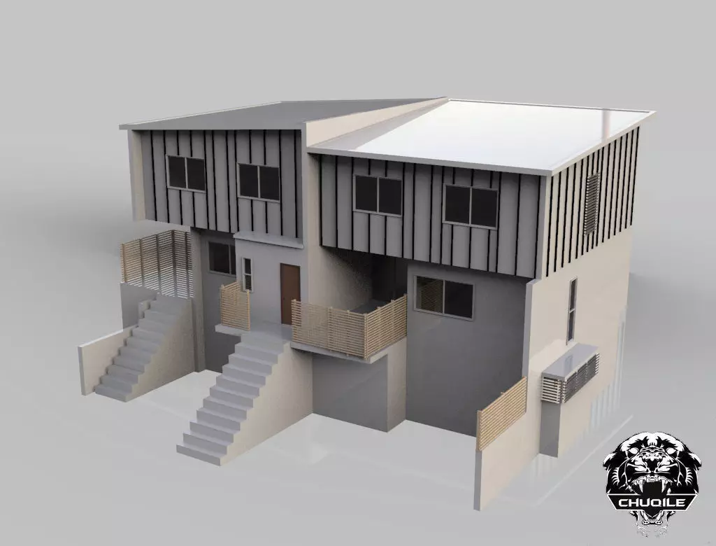 Modern Building Low-poly 3D model_0