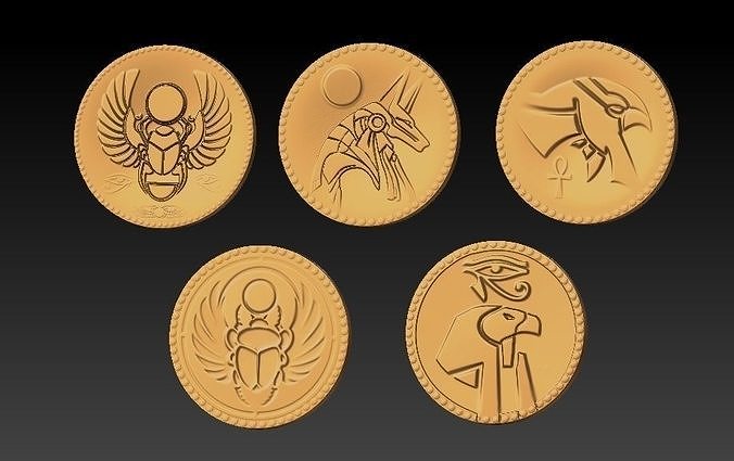 Egyptian gold coins 3D print model