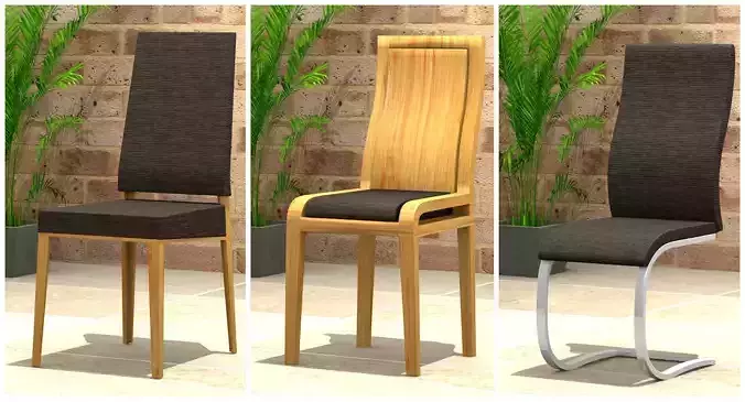 Dining Chair Set A Low-poly 3D model