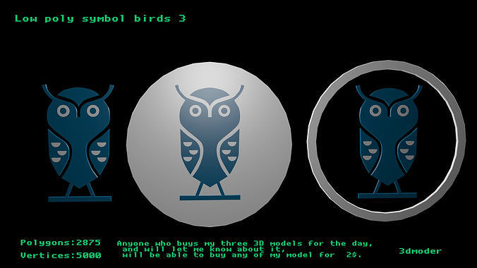 Low poly symbol birds 3 Free low-poly 3D model