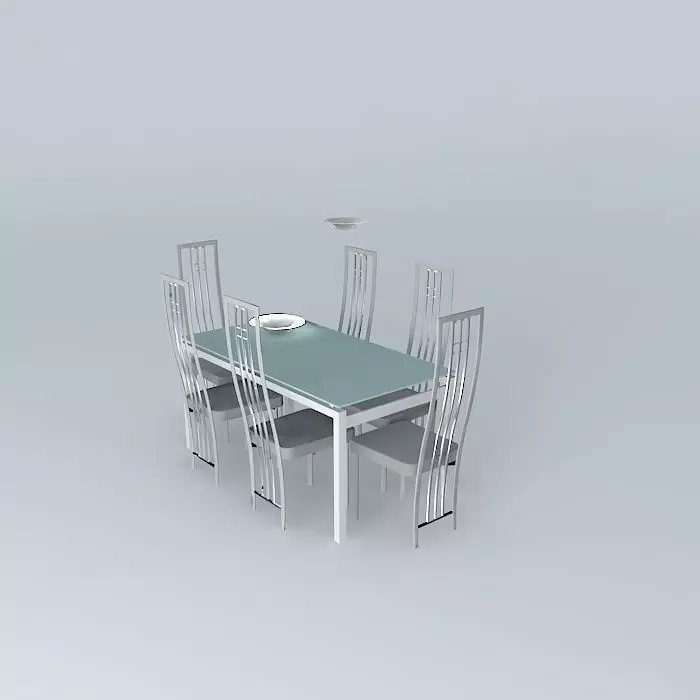 Table and chairs Free 3D model_0