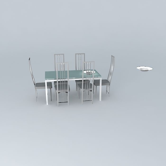 Table and chairs Free 3D model_2