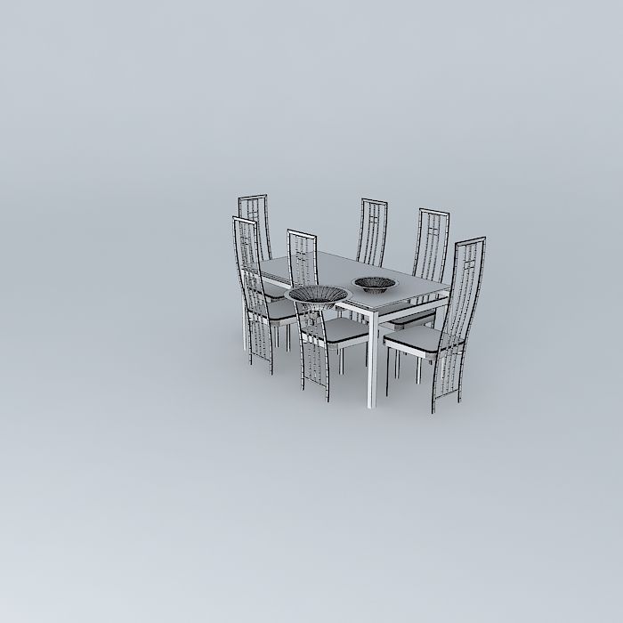 Table and chairs Free 3D model_4