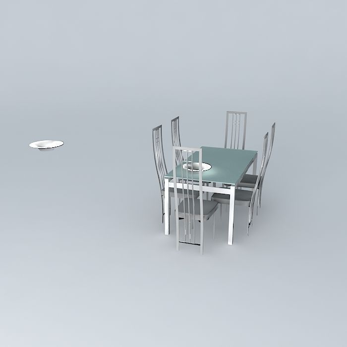 Table and chairs Free 3D model_1