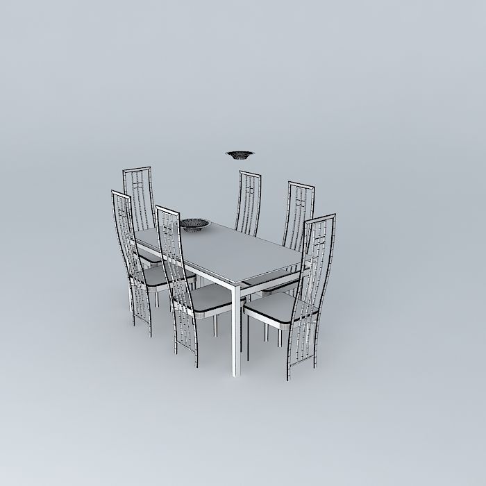 Table and chairs Free 3D model_3