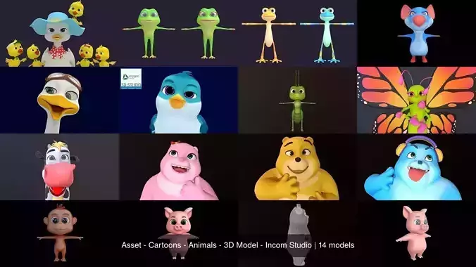 Asset - Cartoons - Animals - 3D Model - Incom Studio 3D Model Collection