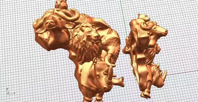 Big 5 with Africa 3D print model