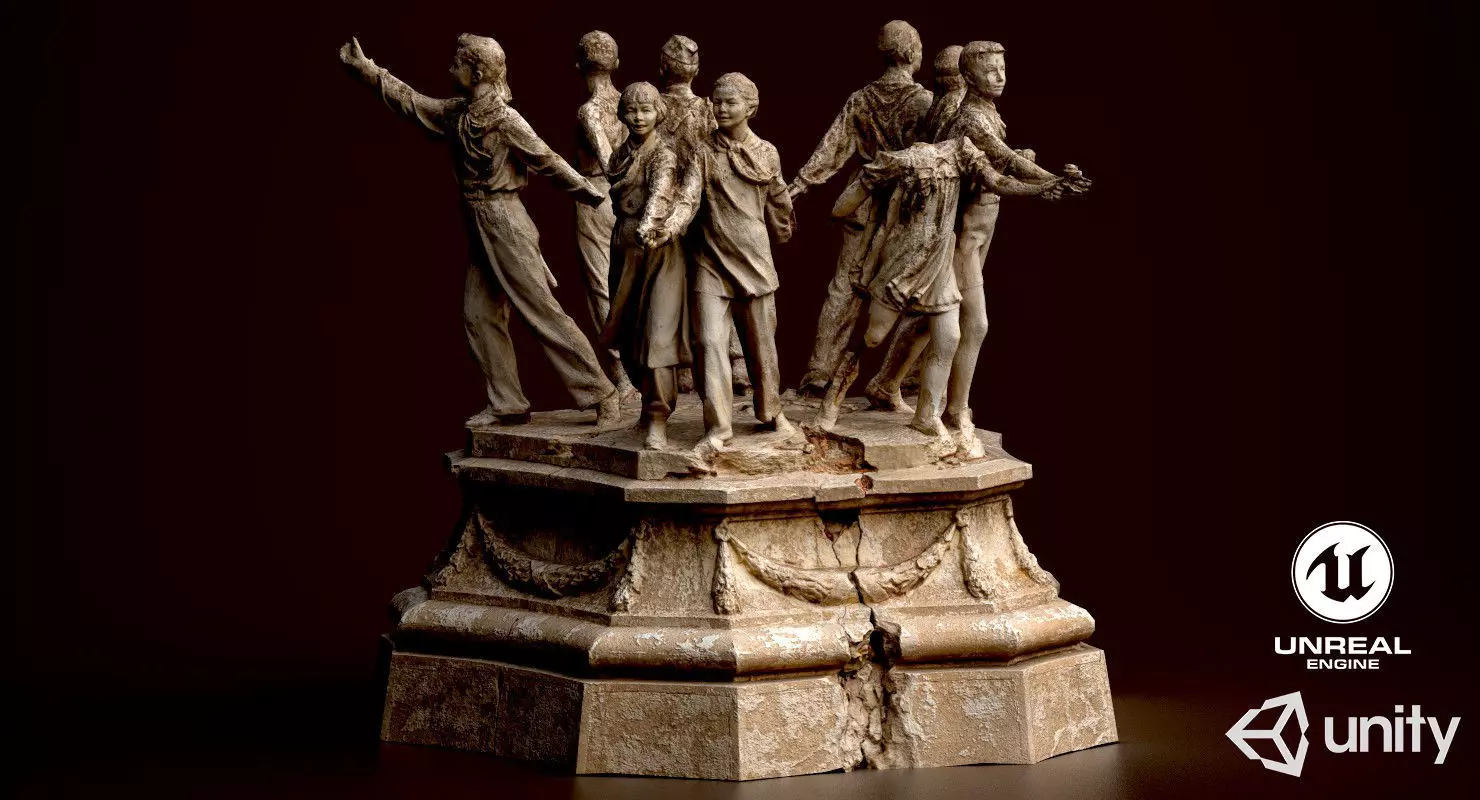 Soviet monument Low-poly 3D model_0