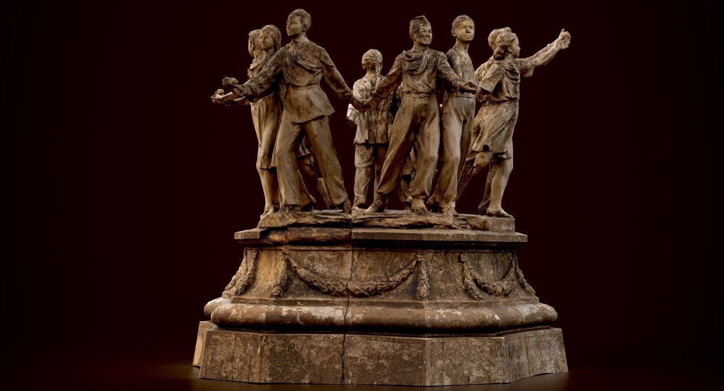 Soviet monument Low-poly 3D model_16